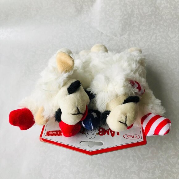 Multipet  LAMB CHOP w Star  DOG Toys  Squeak  Set of 2    Size : 7 " - Picture 1 of 4